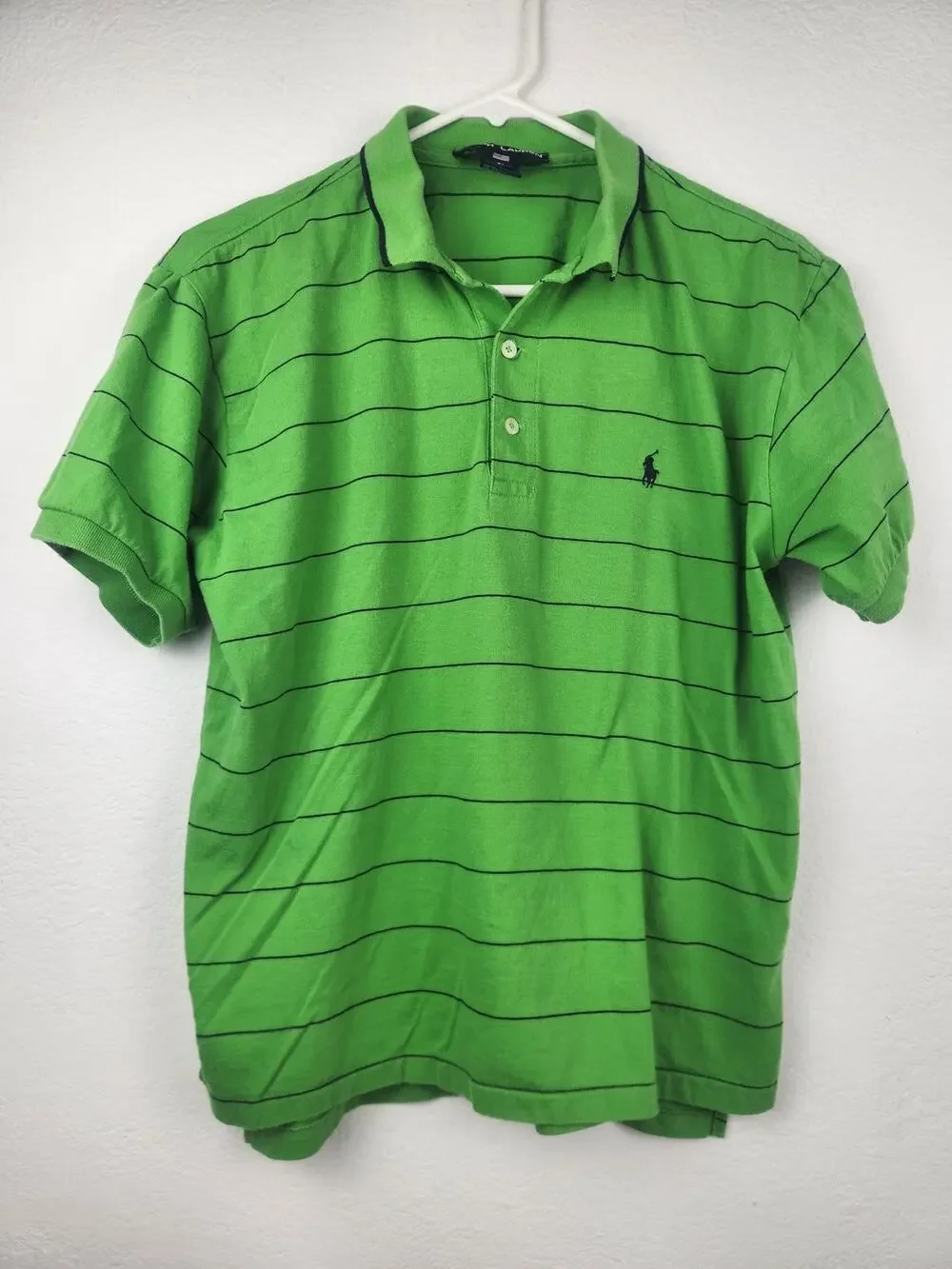 Ralph Lauren Polo Sport Polo Green Shirt Striped Size Large Men Short Sleeve